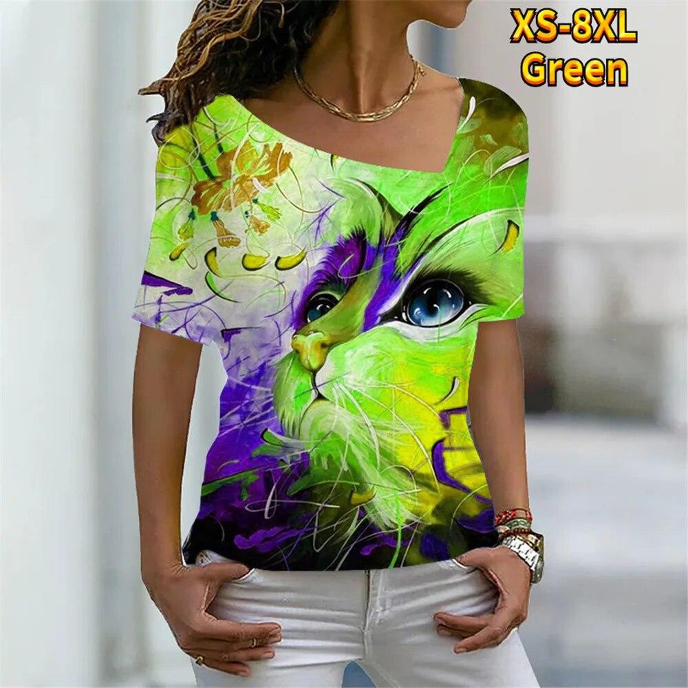 Женская футболка с цифровым 3D принтом «Милый кот» — фото 4