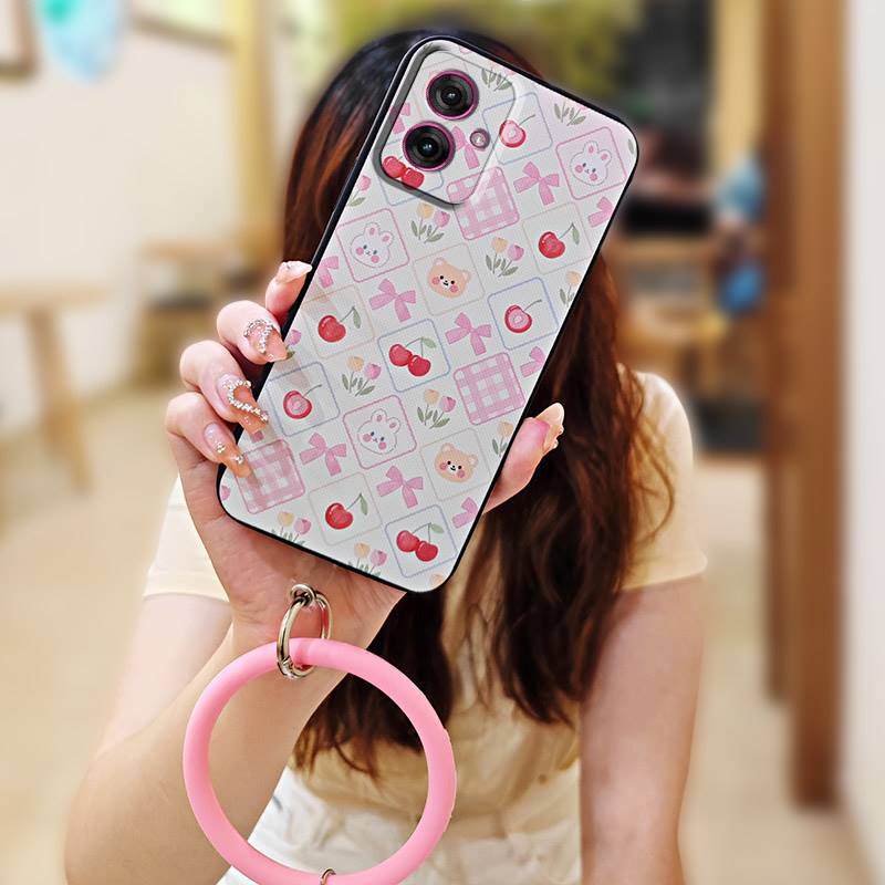 Protective Personality Phone Case For MOTO G55 5G Creative Solid Color Cute Heat Dissipation Bracelet Waterproof Ring