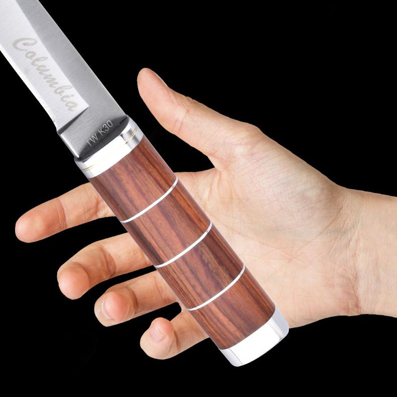 Mirror Light with A Wooden Handle, A Small Straight Knife, A Household Sharp Knife for Fruits, A Fishing Small Straight Knife
