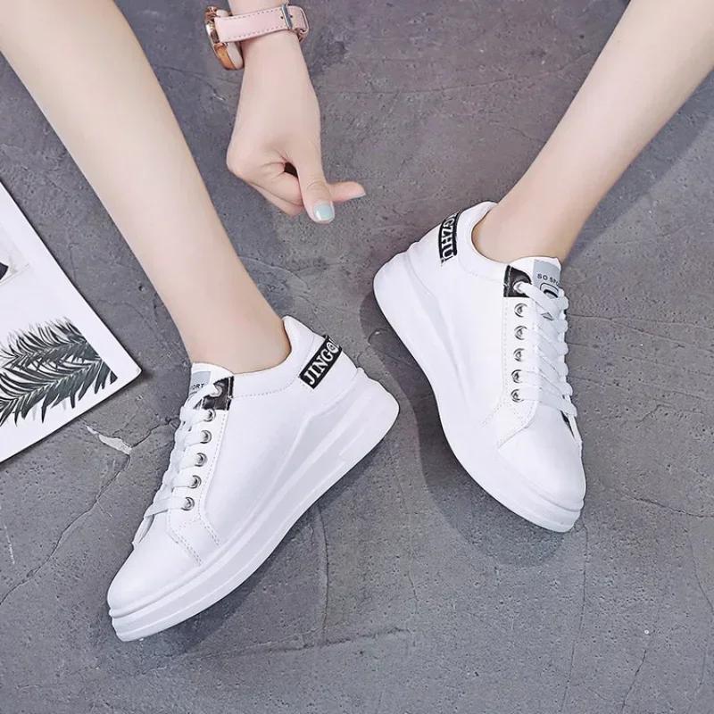 Latest Spring Autumn White Shoes Women Platform Shoes Woman Fashion Sneakers High Quality PU Casual Shoes Ladies Loafers