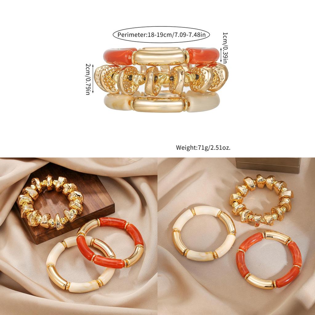 European Style Geometric Acrylic Ccb Bracelets For Women And Men With Handmade Design