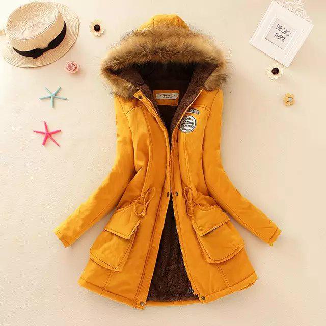 2024 Autumn/Winter Korean Style Slim Waist Hooded Military Cotton Coat for Women