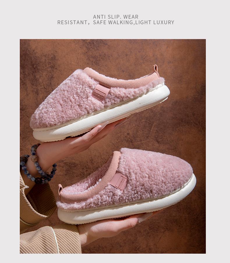 Women's & Men's Antibacterial Plush Cotton Slippers - Non-slip, Warm, Deodorant Indoor Footwear for Autumn/Winter 2025