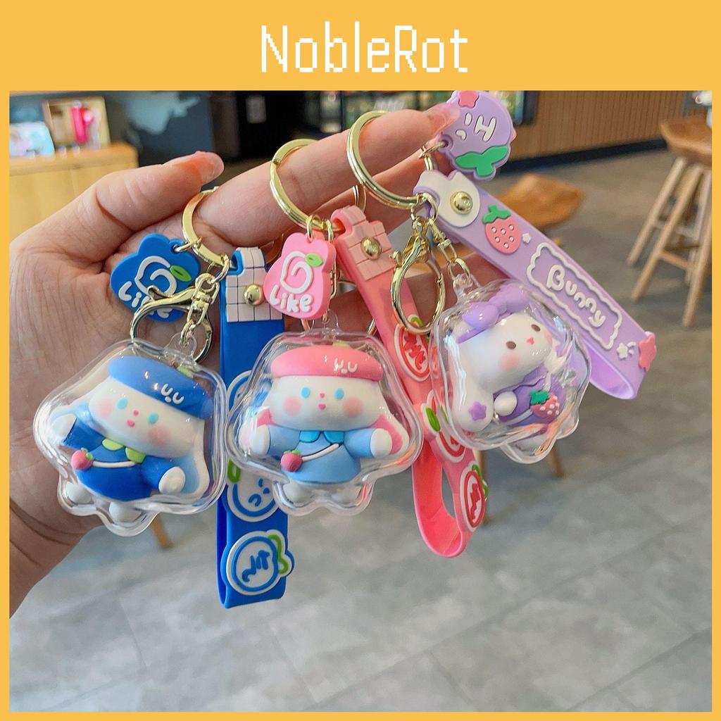 Adorable Cute Cartoon Rabbit Keychain For Girls Acrylic Couple Keyring Gift