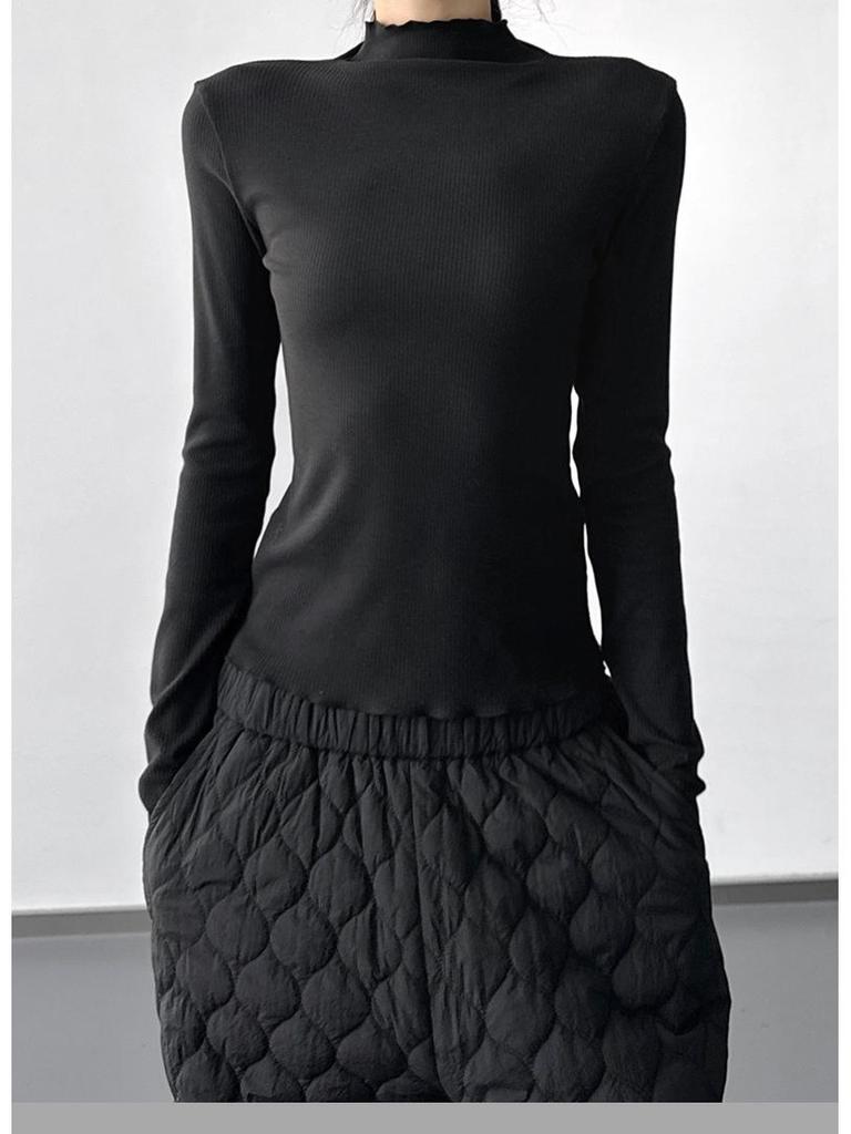French Style Women's Luxury Knit Base Layer: 2025 Slim-Fit Long-Sleeve Top for Winter
