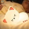 Soft Silicone Cat Seven Colors LED Night Lights USB Rechargeable Children Baby Kids Floor Lamp Creative Cartoon Room Decor Light