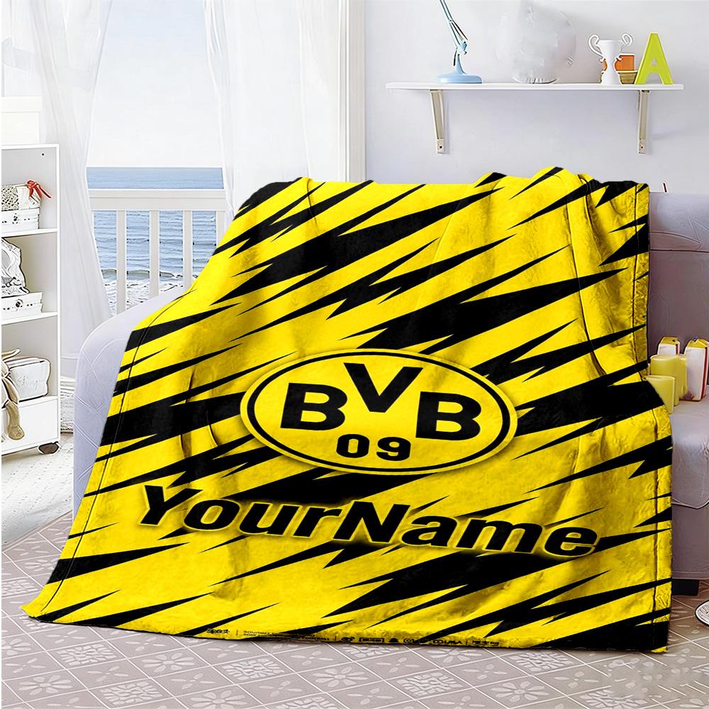 Borussia Dortmund Customize Text Blanket Throw Customizable Blanket Comfortable Great for Office Chair Living Room Nap Couch All-Season Use
