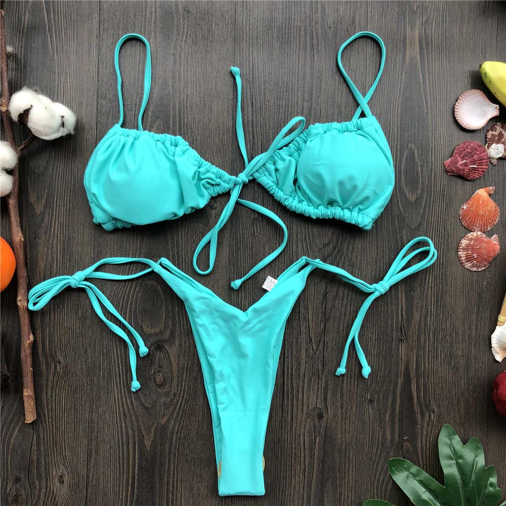 Moda 14 Colori Allacciato Bikini Costume da Bagno Femminile Costume da Bagno Donna Set Bikini Due Pezzi Leopardo Brasiliano Bather Costume da Bagno