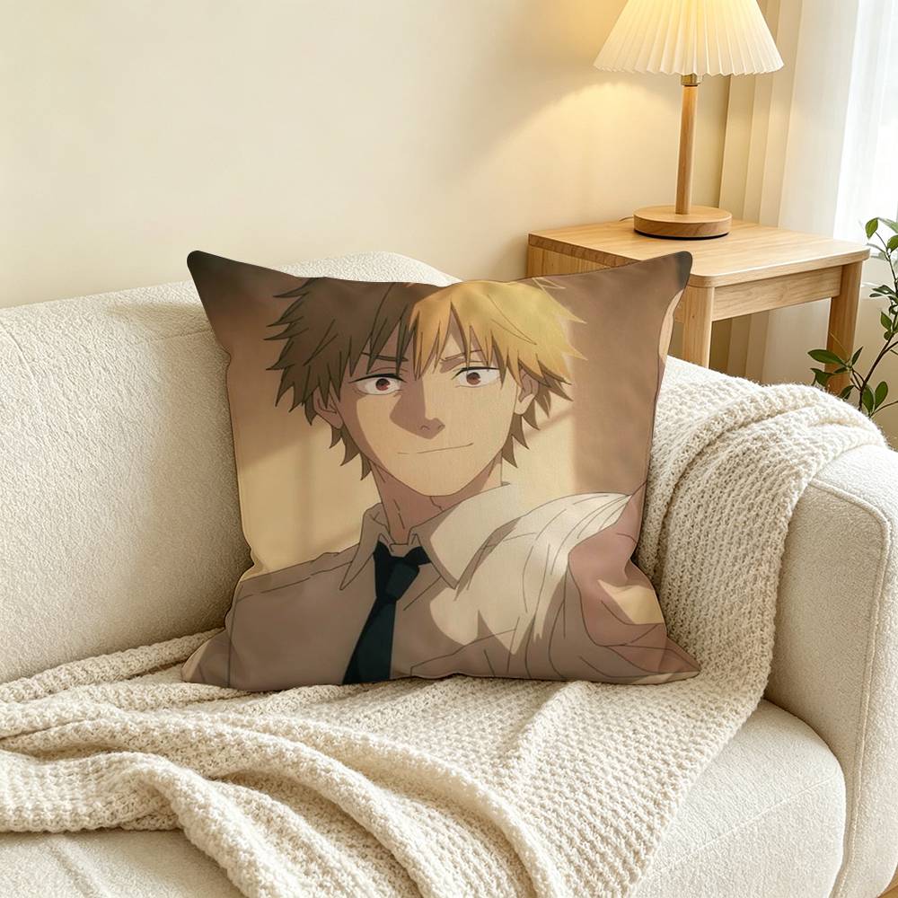 Anime C-Chainsaw Man Denji Pillow Case Square Double-Sided Sofa Cushion Cover Bedroom Bedside Pillow