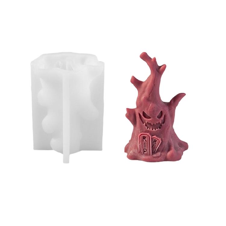 

Spooky Halloween Specter Silicone Mold DIY Halloween Spirit Stump Shape Silicone Candle Mold for Unique Festival Decors 1