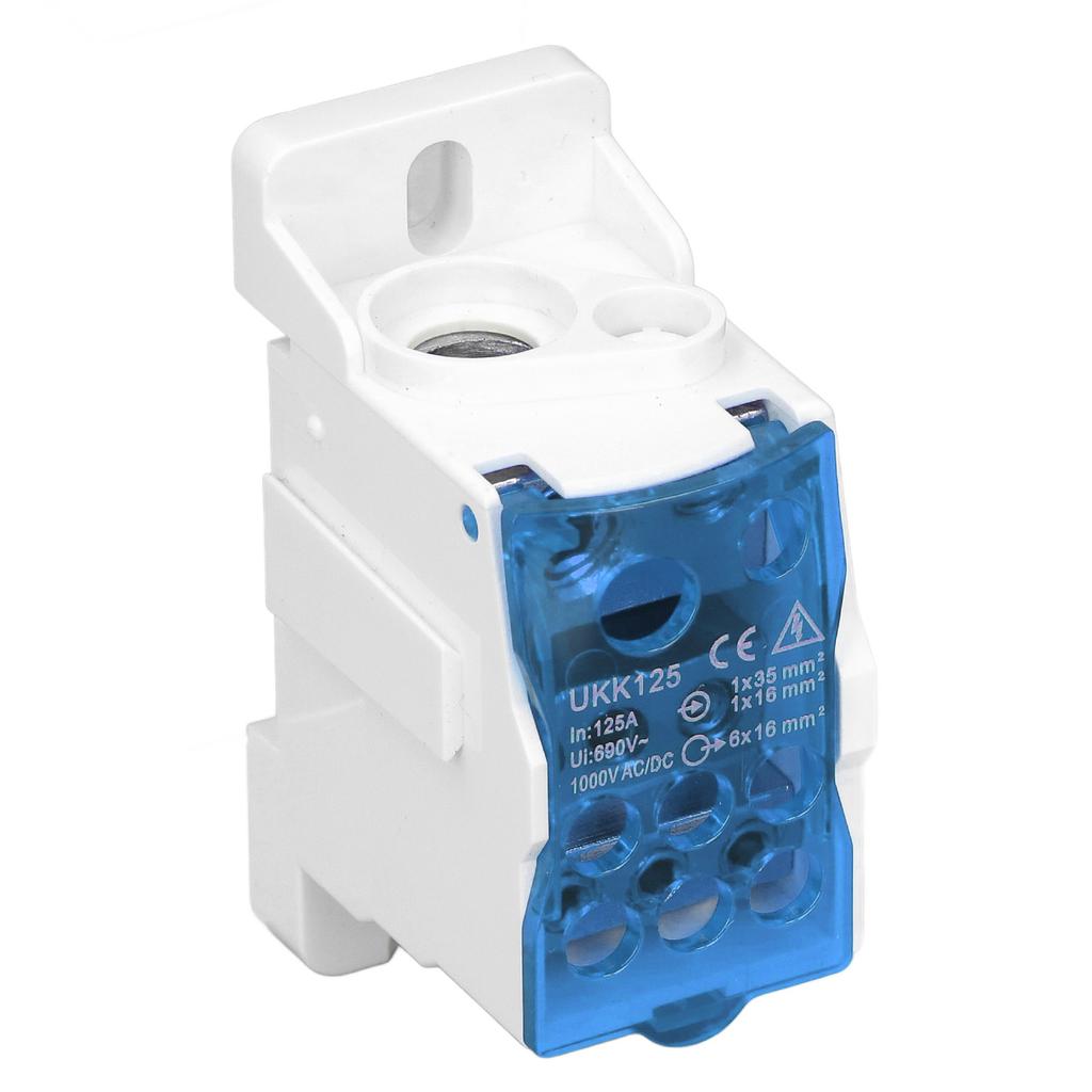 DIN Rail Distribution Box Universal Electric Terminal Block Power Wire Connector Junction Box 690V 125A Blue