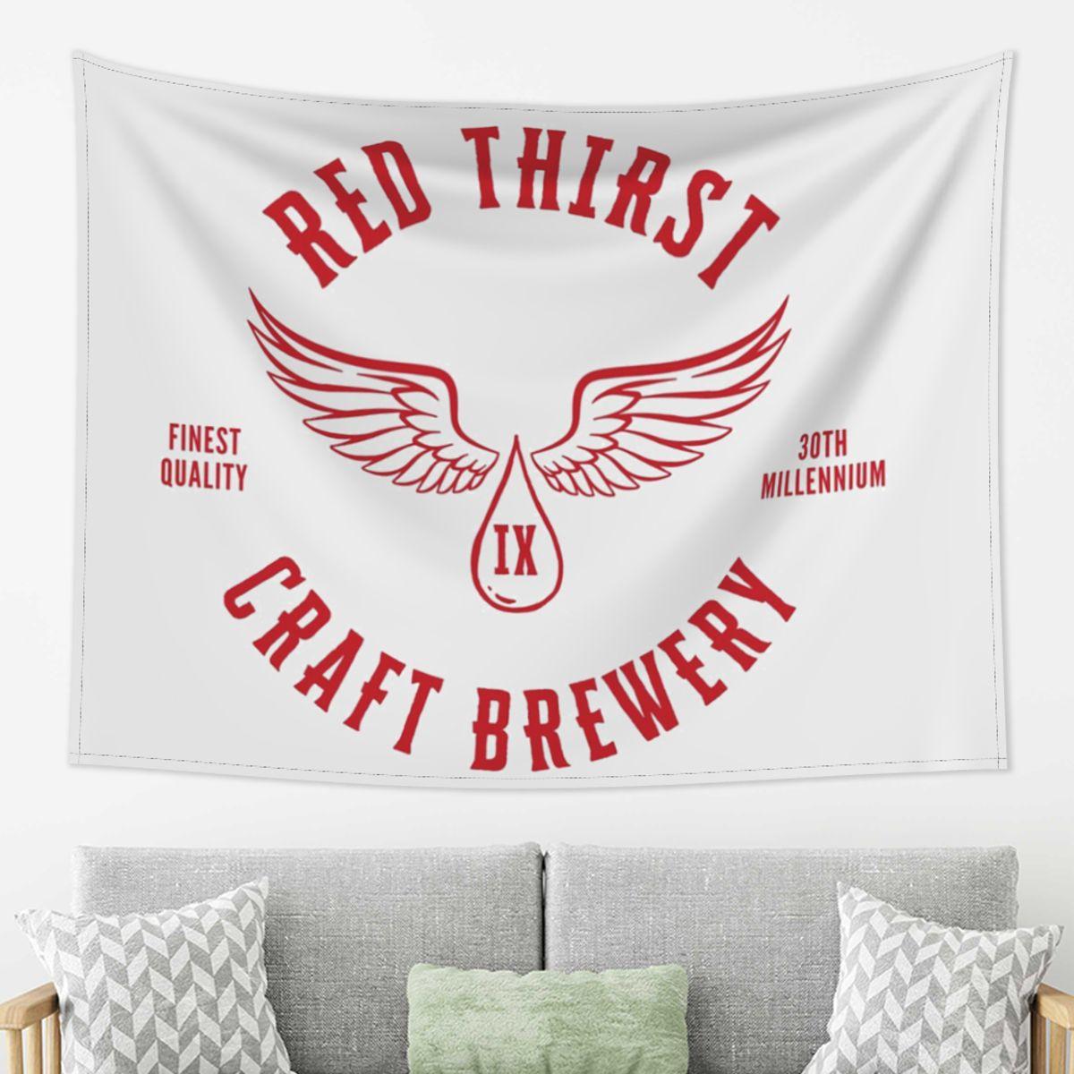 

Red Thirst Craft Brewery Tapestry Wall Hanging Aesthetic Home Decoration Tapestries for Living Room Bedroom 74x94cm(29x37in)