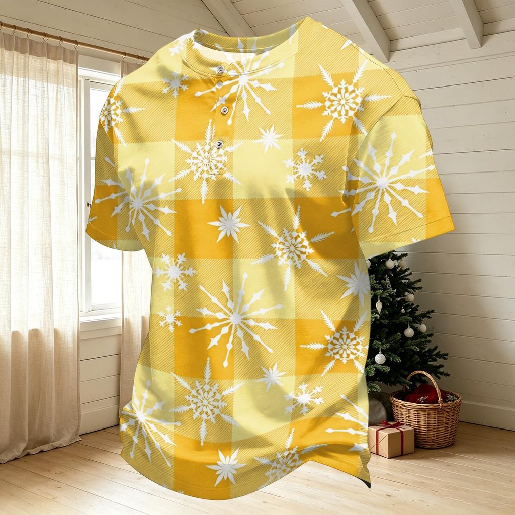 Men's Quick Dry Short Sleeve Neck T-Shirt with Christmas Print