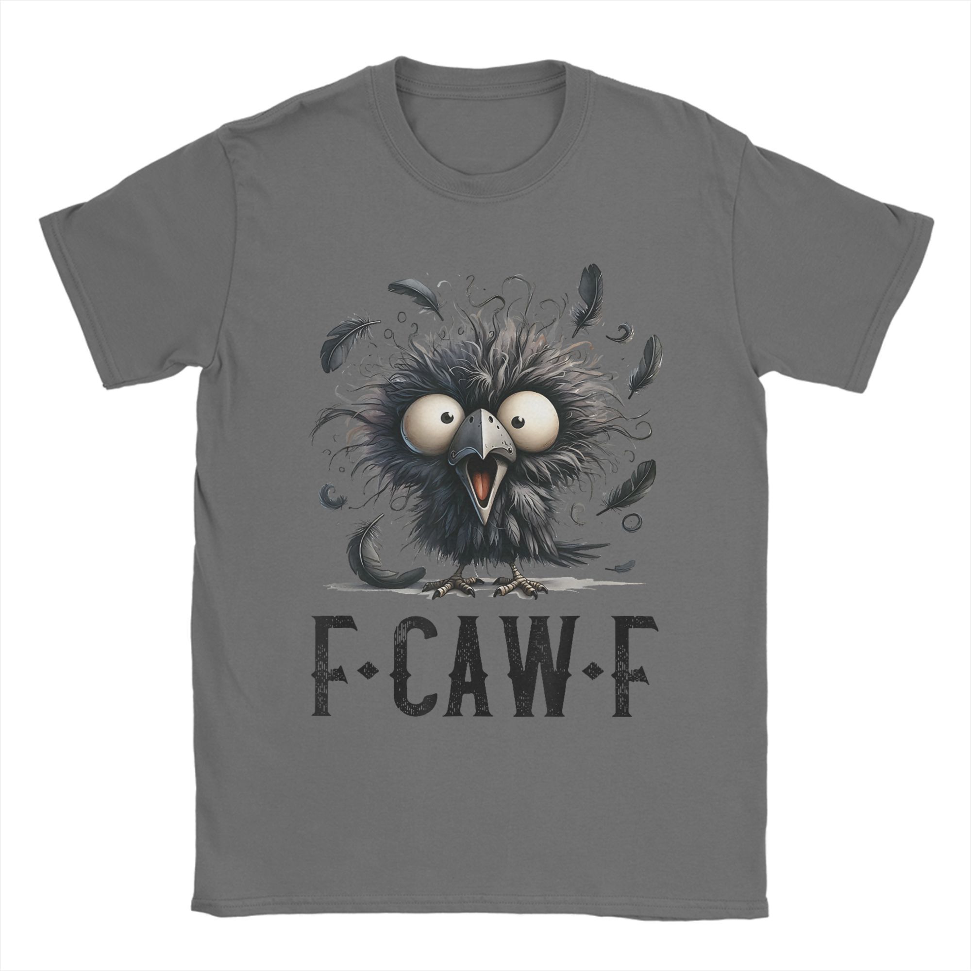 

F-Caw-F Black Crow Black Bird Funny Crow F Caw F Men s T Shirt Humorous Tee Shirt Short Sleeve O Neck T-Shirts Clothing M