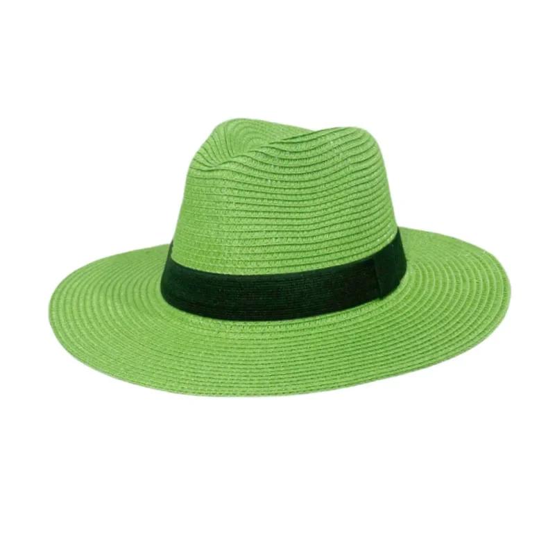 

Foldable Wide Brim Sun Protection Hat for Men And Women Outdoor Travel Beach Caps Summer Soft Top Straw Cap Adult зелений