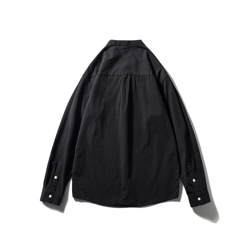 Japan fashion Retro Stand Collar Cotton Casual Shirts Men's Long sleeve Spring and Autumn Outerwear Foreign Trade Men's Solid Cotton Shirt