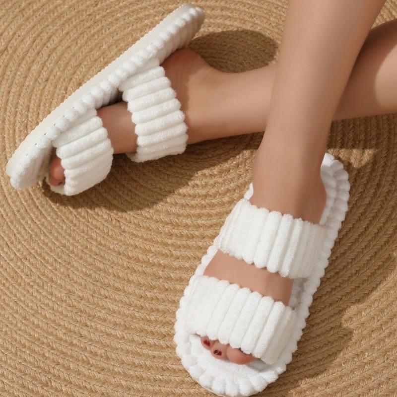 New Parallel Bars Curly Cotton Slippers Home Candy Color Indoor Fluffy Slippers