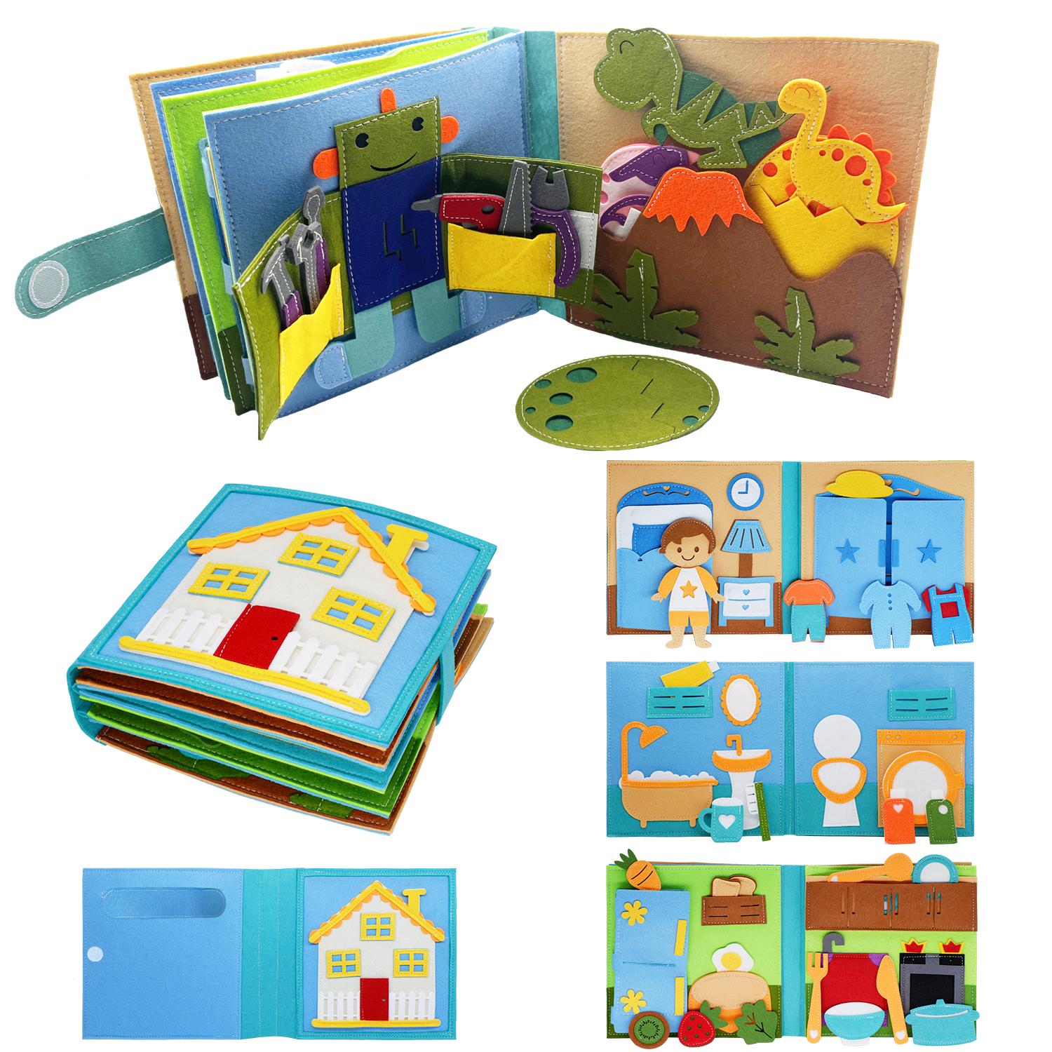 Activating Toys Toddlers Montessori Toy Busy Book Quiet Book Pretend Play Toy Early Educational Activity Book With Life Skills Cognition