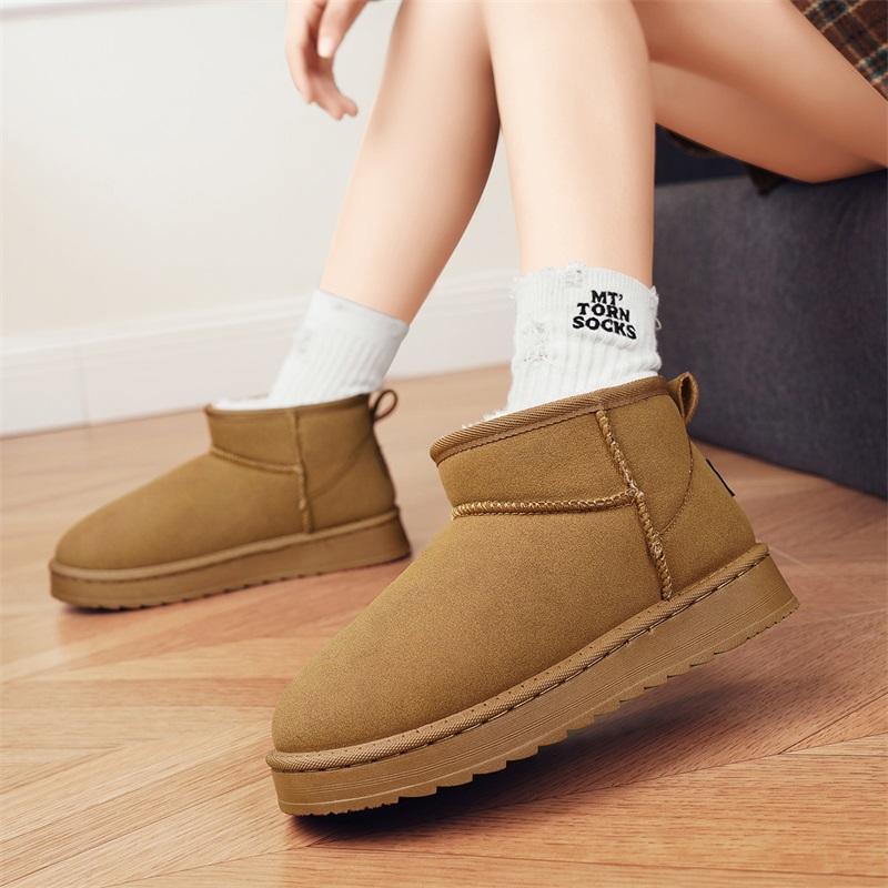 Snow Boots Women Lace Up Warm Ankle Boots Ladies Winter Fur Shoes Platform Casual Comfortable Short Boots