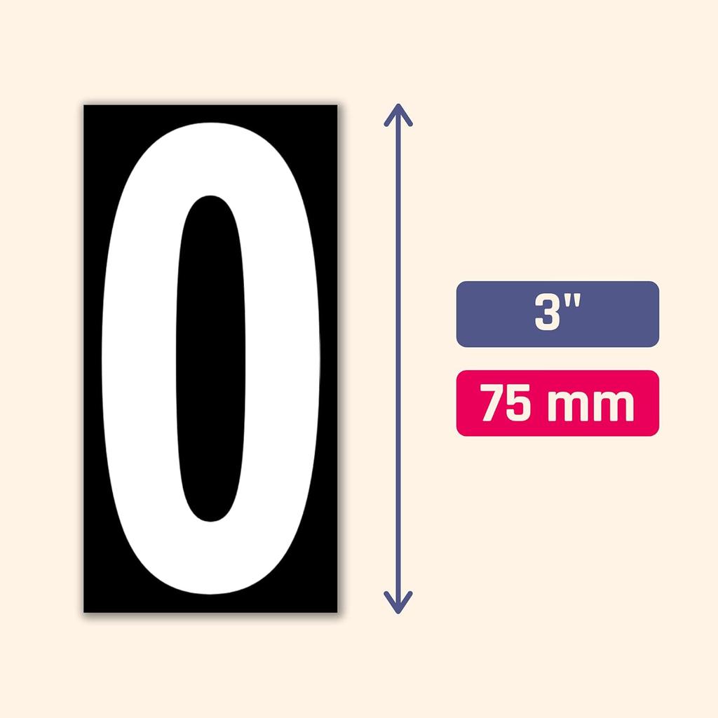 400 Pieces, 3" - Vinyl Number Stickers, Waterproof Stick on Numbers Labels - White Numbers