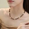Natural Pearl Necklace French Maillard Tiger's Eye Stone Beaded Clavicle Chain Vintage Necklace