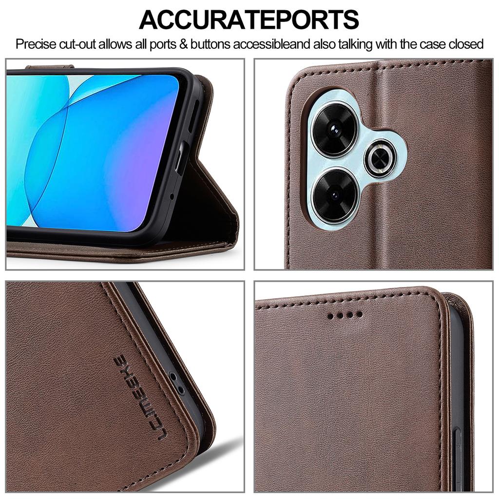 LC.IMEEKE Für Xiaomi Redmi 13 5G/13 4G Hülle Brieftasche Kalbsleder Textur Leder Handyhülle