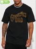 "Gymnastics Dad" Distressed Print T-shirt - Casual Short Sleeve Round Neck Top