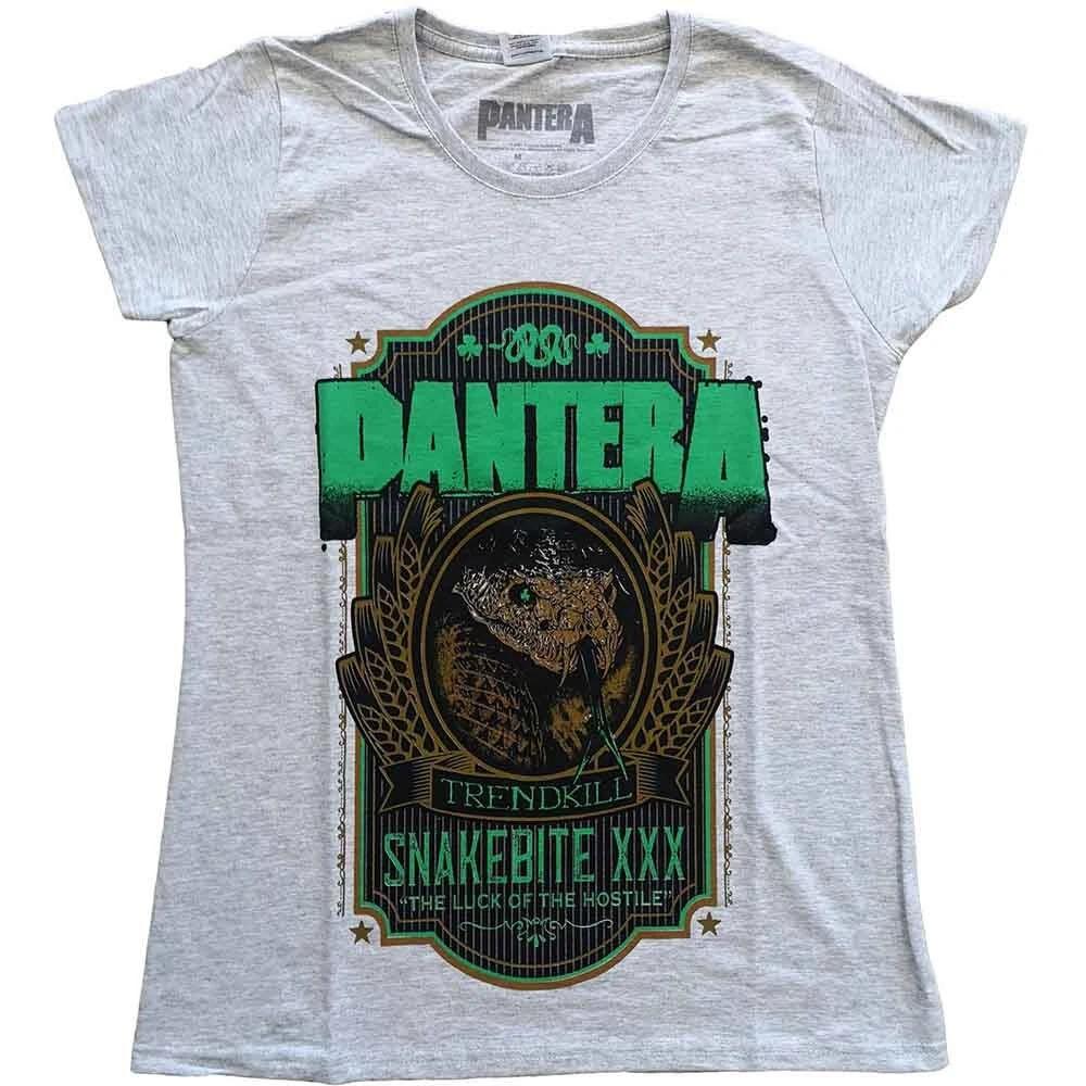 Pantera T Shirt Snakebite XXX Label Official Womens Skinny Fit Heather Grey XL S
