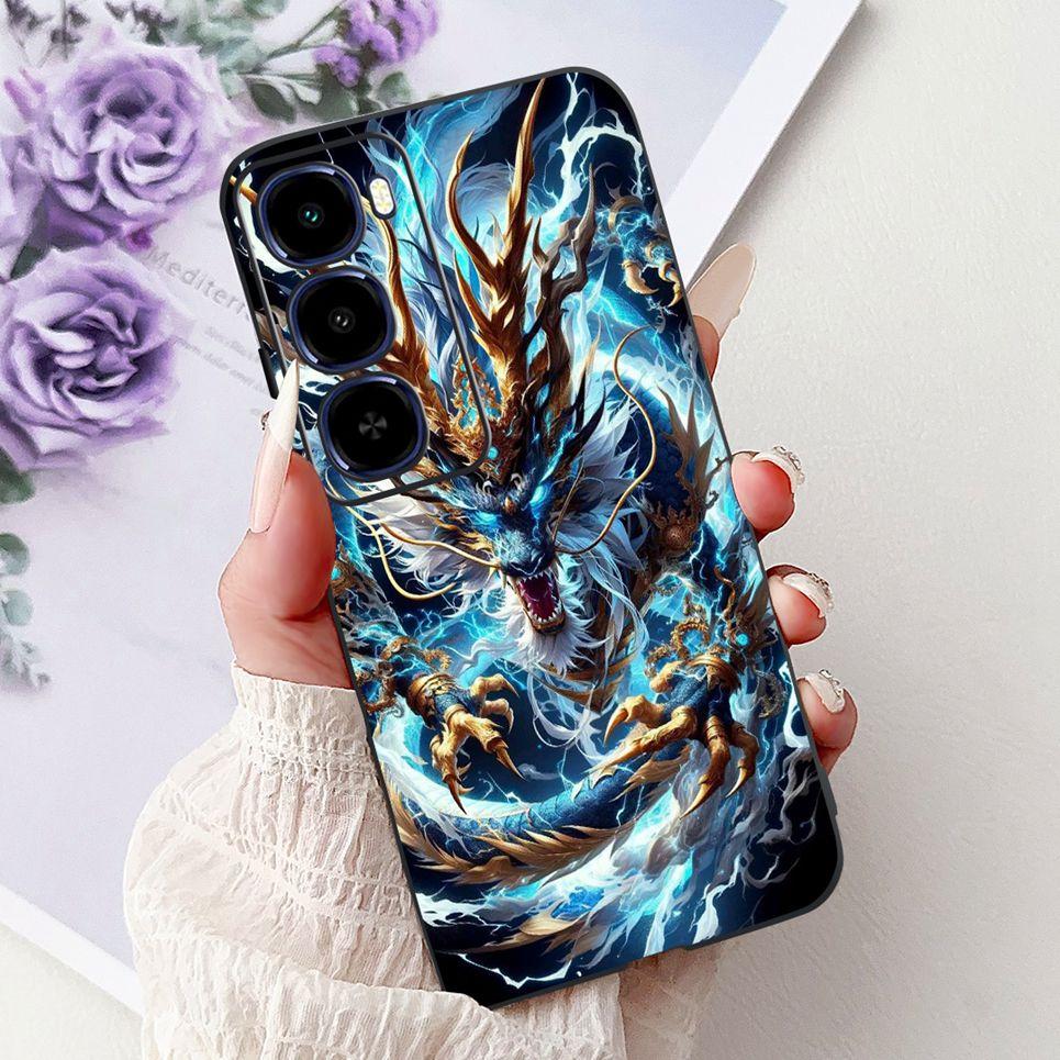 Cool Dragon Lion Tiger Cartoon 2D Printed Pattern Casing For Itel City 100 City100 Case Soft Silicone Black Back Cover Landscape