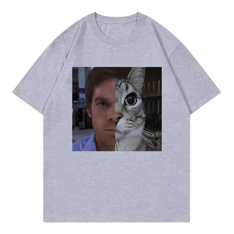 

Dexter Morgan Cat T-shirts Funny Short Sleeve O Neck Tshirt Unisex Fashion Harajuku Kawaii T-shirt Women s Y2K Clothing Tops S разноцветный