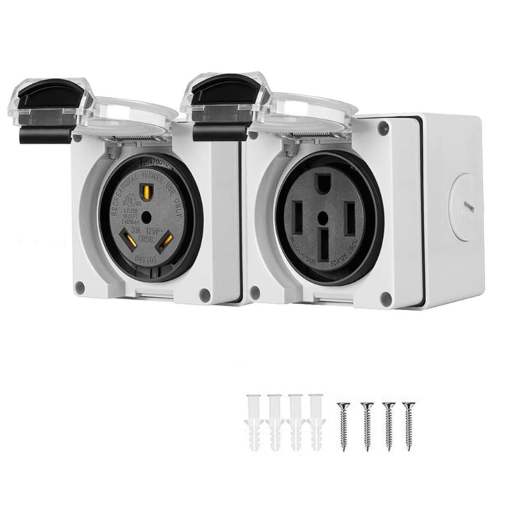 NEMA 50A Electrical Socket Set 50Amp Power Outlet Box Heavy Duty 50R Outlet Simple Installation for High Power Devices