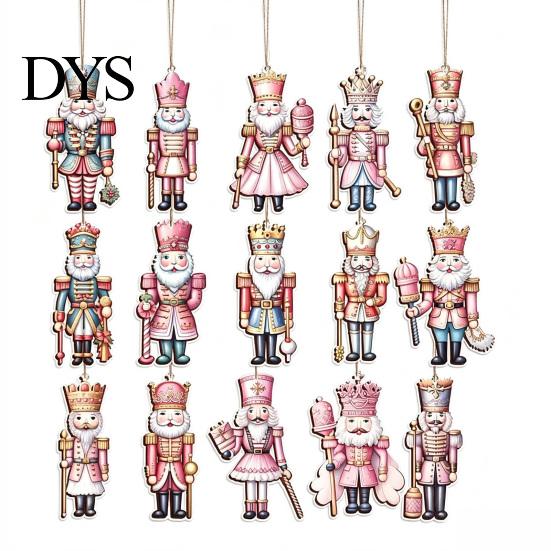Christmas Tree Hanging Nutcracker Ornaments for Tree, Wooden Soldier Decorative Pendants Holiday Decoration, 2D Flat Xmas Party Decor Atmosphere