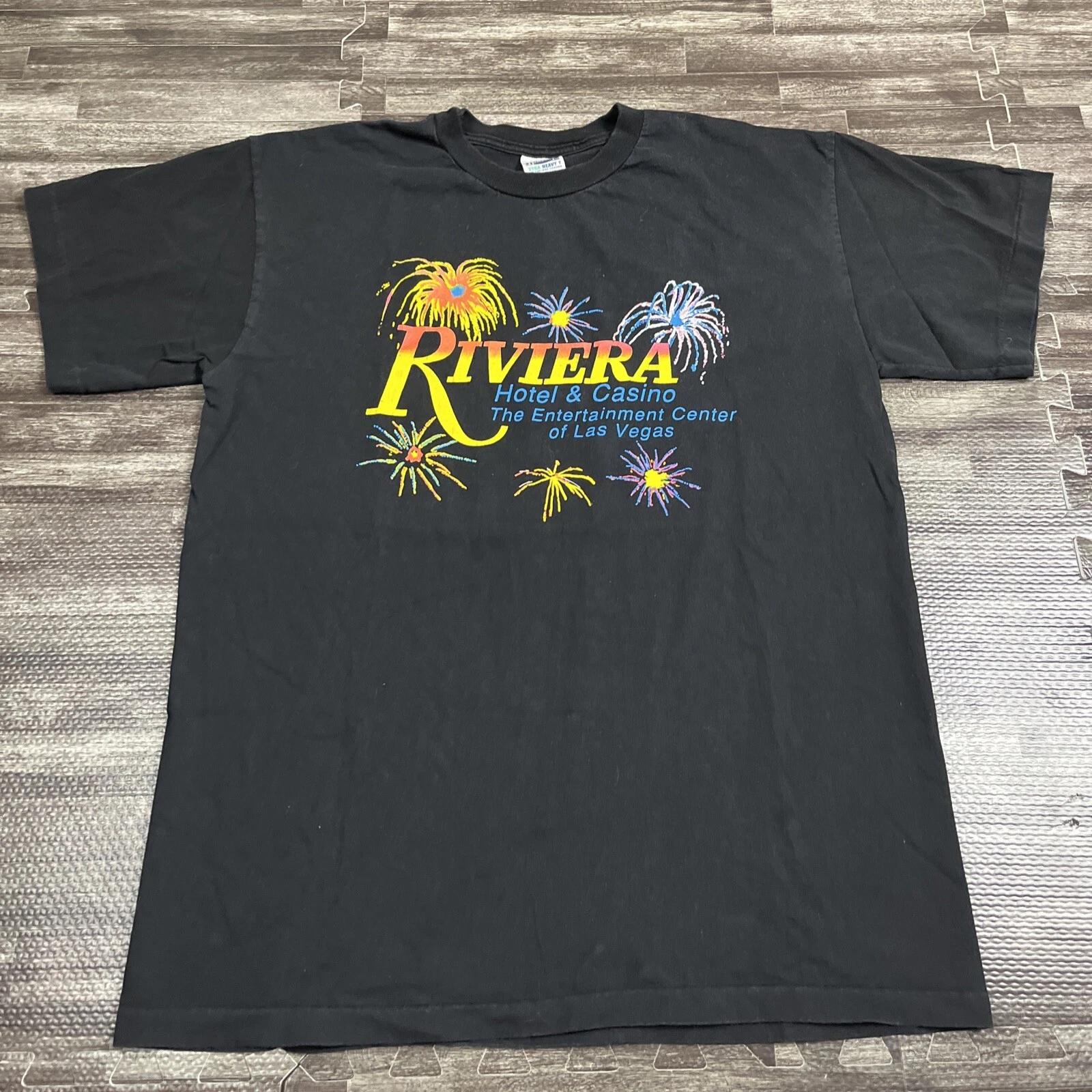 Vintage Riviera Hotel & Casino Single Stitch Graphic Tshirt XL Black VTG 90s 3XL