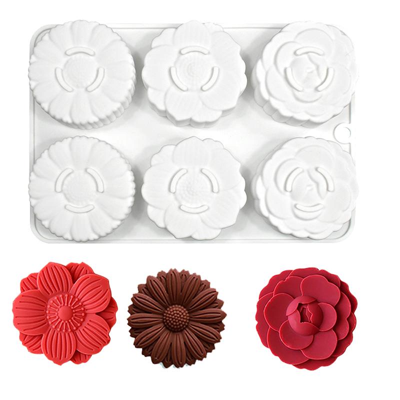 

Flower Silicone Mold For Soap Making Supplies Round Sunflower Dessert Baking Pan Mousse Cake Chocolate Kitchen Decoration Tools