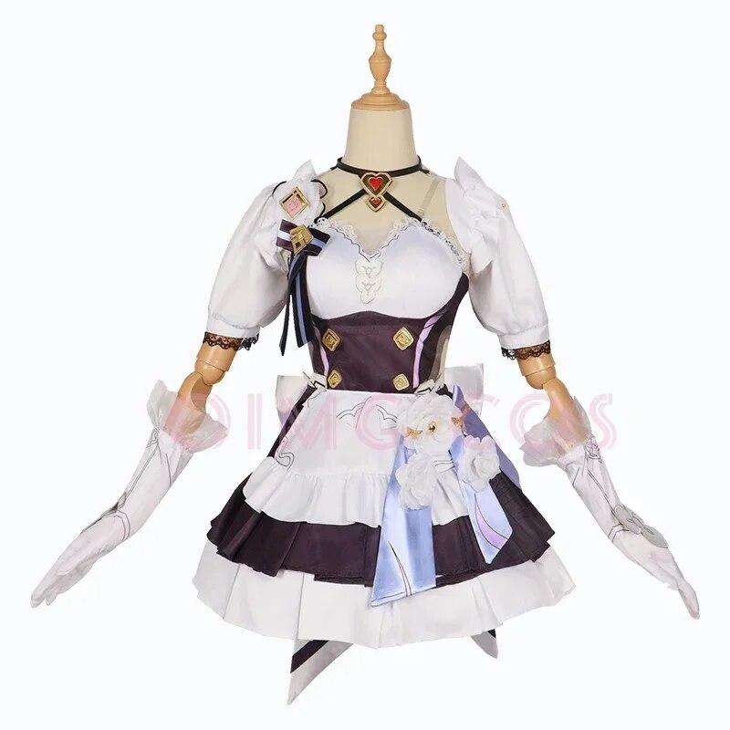 Elysia Cosplay Francouzská služka Costume Impact 3 Karneval Uniform Paruka Anime Halloween Kostýmy Muži Hra