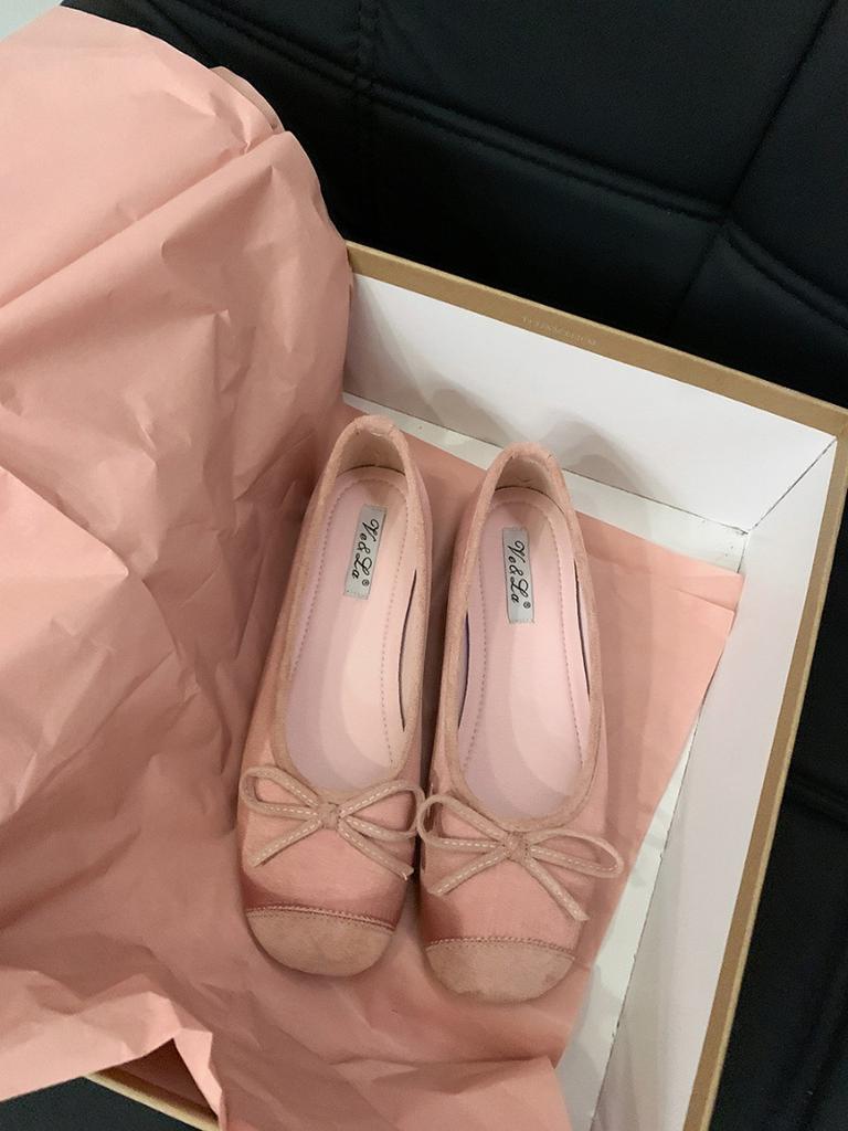 Flat-bottomed Versatile Bow Ballet Single Shoes Women's Shoes 2024 New Spring and Summer French Commuter Evening Shoes