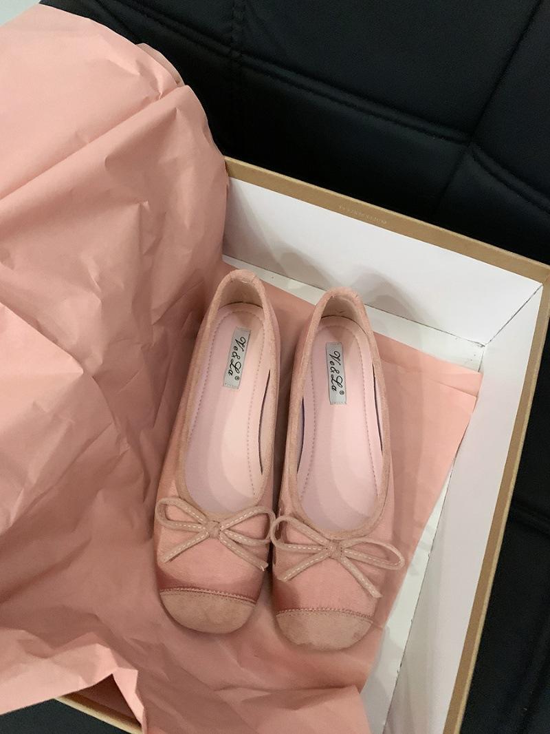 

Flat-bottomed versatile bow ballet single shoes women s shoes 2024 new spring and summer French commuter evening shoes 40 рожевий