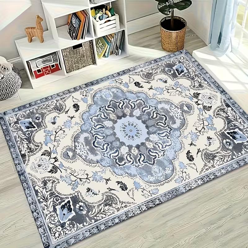 Vintage Baroque Floral Area Rug Non Slip Floor Mat Living Bedroom Classic Retro Style Household Carpet Indoor Home Decor Mat