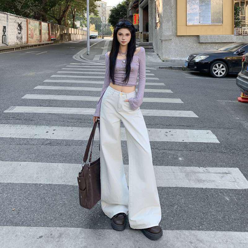 

Cloud Mist Women s High-Waisted Wide-Leg Slimming Floor-Length Pants - Spring/Summer Versatile Style S