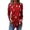 Christmas Limited Edition Women's 3D Christmas Element Printed Round Neck Long-sleeved T-shirt Casual Long-sleeved Top