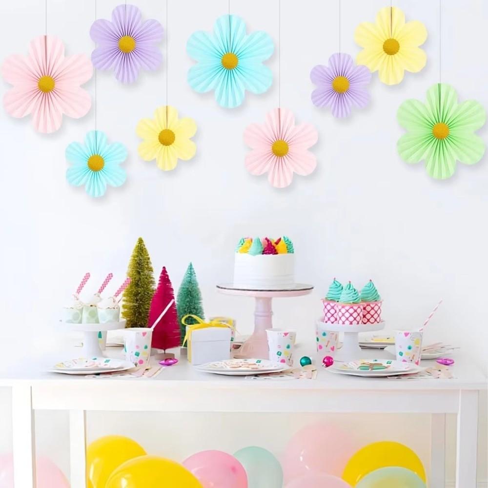 9 ks/sada DIY papírový vějíř květina růžové papírové vějíře narozeniny miminko svatební oslava dekorace