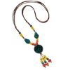Delicate Ceramic Flower Beaded Necklace Handcrafted Retro Long Sweater Chain For Various Occasions
