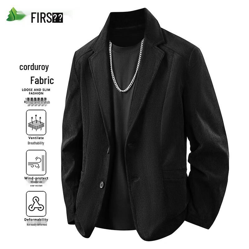 FIRS Men's Striped Corduroy Lapel Jacket