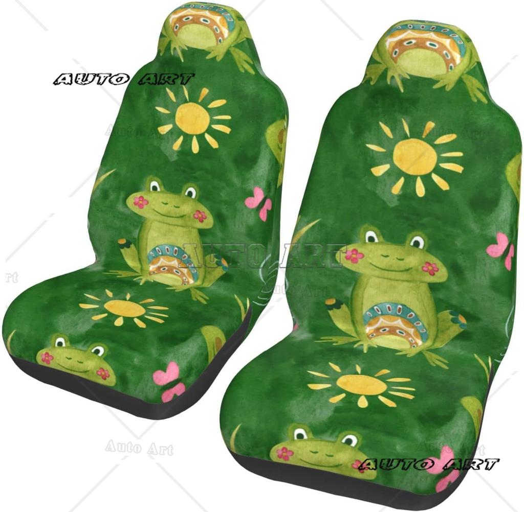Frog Car Seat Cover 2 Pcs Front Seat Bucket Seat Protector Universal Fits For Auto Interior Accessories For Cars Truck Sedan