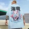 2024 Loose Popular Summer Hot Quick Dry  Street Vintage Washed Simple 3D Print Pure Cotton Round Neck Men's Half Sleeve T-shirt