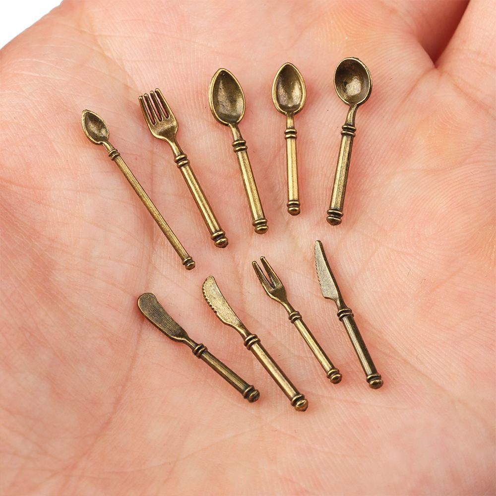 1:6/1:12 Scale Miniature Cookware Doll Accessories Simulation Mini Cutlery Fork Knife Spoon