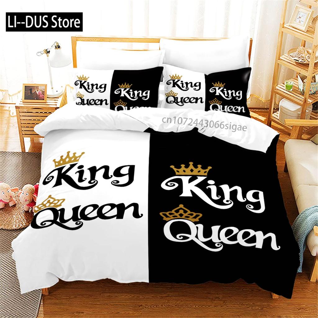 King And Queen Duvet Cover Set Microfiber Beard And Red Lips King Size Bedding Set For Couple Romantic Valentine's Day Presents