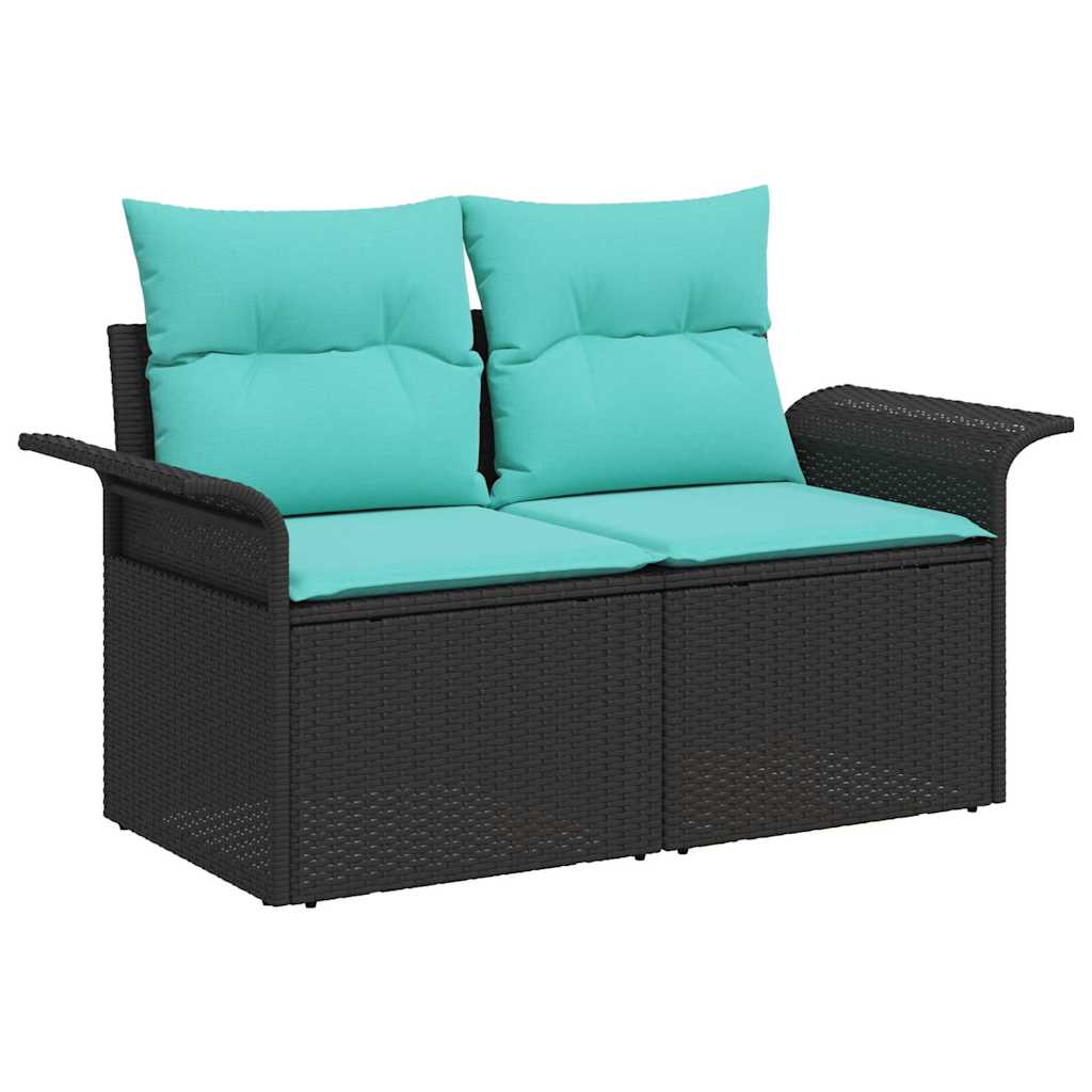 Garden Sofa Set with Storage 6 pcs Black Poly Rattan