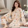 Pajamas Women's Spring and Autumn 100% Pure Cotton Long-sleeved Thin 1011 New Spring and Summer High-end Loungewear Set