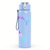 1PC Gradient Iridescent Hollow Heart Graphic,750ml Color Plastic Sports Water Bottle,Leakproof Flip Straw Lid,Suitable for Sports Office Home Use